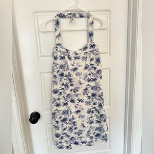 Abercrombie & Fitch White Dress with Blue Tropical Print